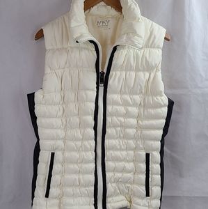 Andrew Marc Cream and Black Quilted Puffer Vest - EUC